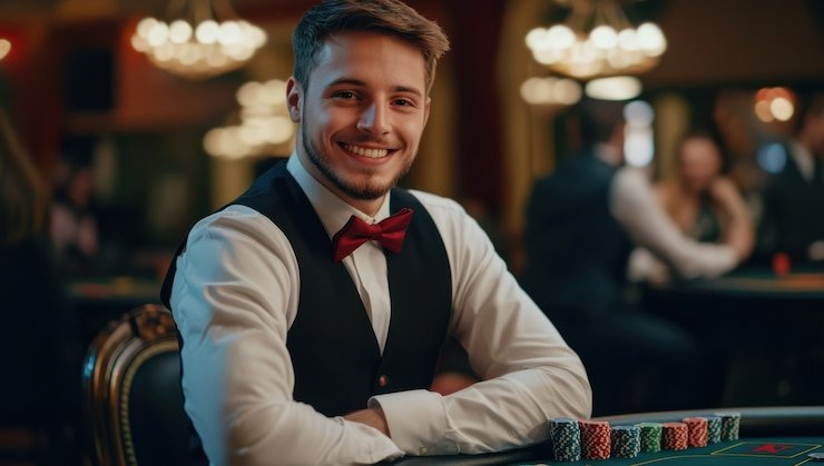 Studio Evolution Gaming dengan dealer langsung di ratu 123, menampilkan meja roulette dan blackjack